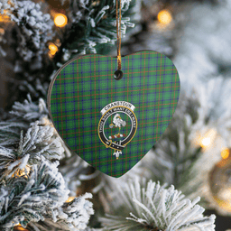 Scottish Cranstoun Clan Tartan Ceramic Ornament - Crest Heart Style Scottish Plaid Tartan Plaid