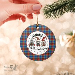 Scottish MacBeth Modern Clan Tartan Ceramic Ornament - Gnome Round Style Scottish Plaid Tartan Plaid