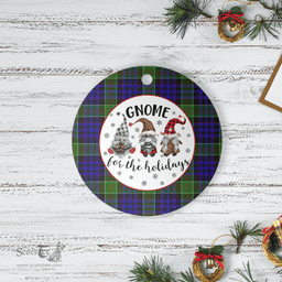 Scottish Newman Clan Tartan Ceramic Ornament - Gnome Round Style Scottish Plaid Tartan Plaid