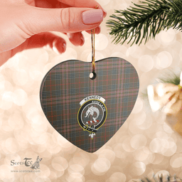 Scottish Kennedy Weathered Clan Tartan Ceramic Ornament - Crest Heart Style Scottish Plaid Tartan Plaid