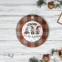 Scottish Davidson Dress Dancers Clan Tartan Ceramic Ornament - Gnome Round Style Scottish Plaid Tartan Plaid