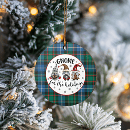 Scottish MacRae Hunting Ancient Clan Tartan Ceramic Ornament - Gnome Round Style Scottish Plaid Tartan Plaid