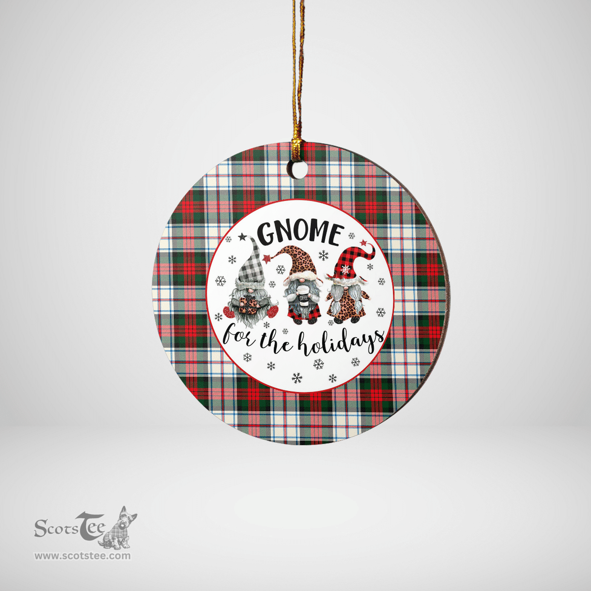 Scottish MacDuff Dress Modern Clan Tartan Ceramic Ornament - Gnome Round Style Scottish Plaid Tartan Plaid