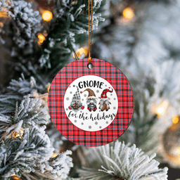 Scottish Straiton Aderbeen Clan Tartan Ceramic Ornament - Gnome Round Style Scottish Plaid Tartan Plaid