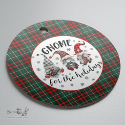 Scottish MacDiarmid Modern Clan Tartan Ceramic Ornament - Gnome Round Style Scottish Plaid Tartan Plaid