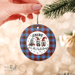 Scottish Preston (Edinburgh) Clan Tartan Ceramic Ornament - Gnome Round Style Scottish Plaid Tartan Plaid