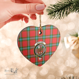 Scottish MacLaine of Loch Buie Clan Tartan Ceramic Ornament - Crest Heart Style Scottish Plaid Tartan Plaid