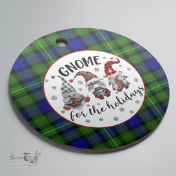 Scottish Rollo Clan Tartan Ceramic Ornament - Gnome Round Style Scottish Plaid Tartan Plaid