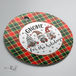 Scottish MacLachlan Hunting Modern Clan Tartan Ceramic Ornament - Gnome Round Style Scottish Plaid Tartan Plaid