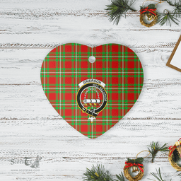 Scottish Grierson Clan Tartan Ceramic Ornament - Crest Heart Style Scottish Plaid Tartan Plaid
