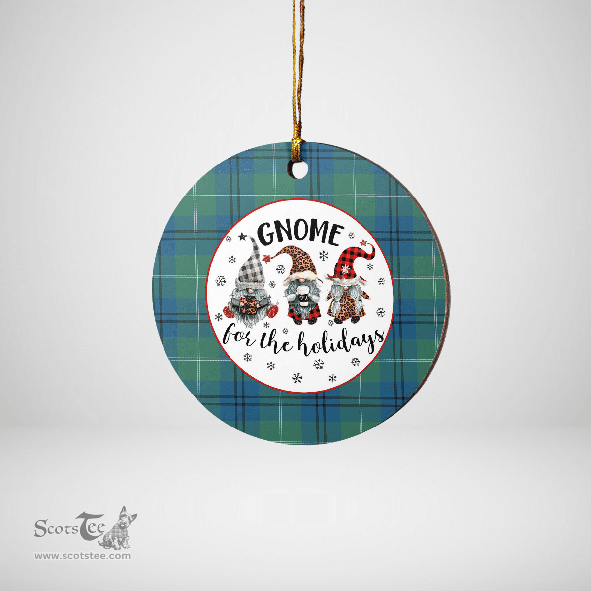 Scottish Oliphant Ancient Clan Tartan Ceramic Ornament - Gnome Round Style Scottish Plaid Tartan Plaid