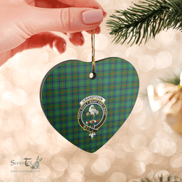 Scottish Cranstoun Clan Tartan Ceramic Ornament - Crest Heart Style Scottish Plaid Tartan Plaid