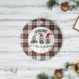 Scottish MacDuff Dress Modern Clan Tartan Ceramic Ornament - Gnome Round Style Scottish Plaid Tartan Plaid