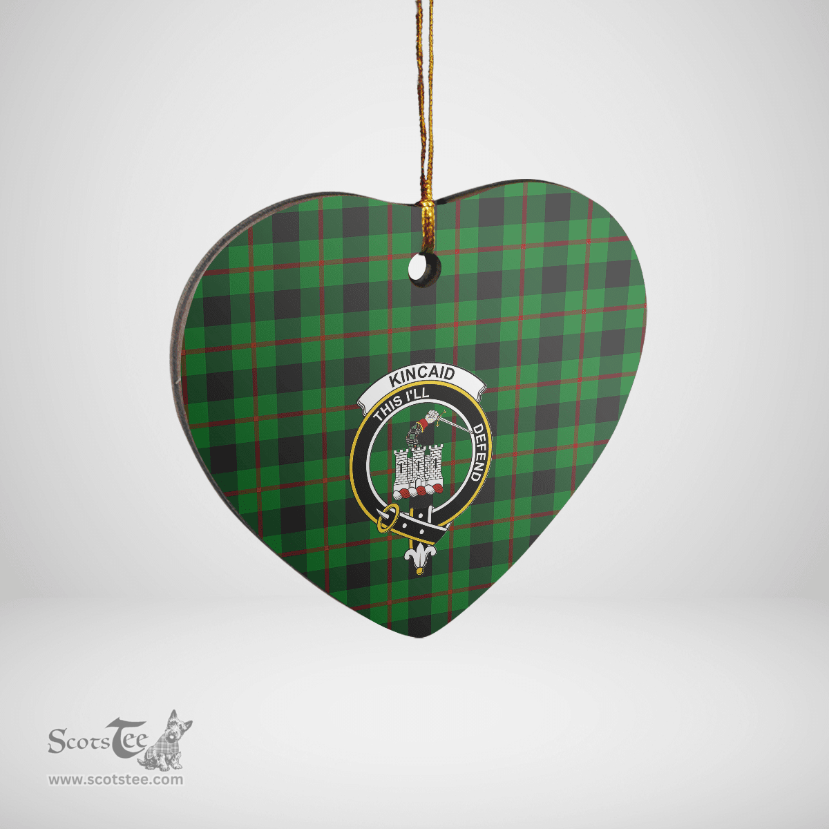 Scottish Kincaid Clan Tartan Ceramic Ornament - Crest Heart Style Scottish Plaid Tartan Plaid
