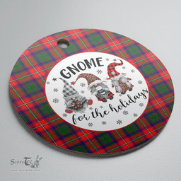 Scottish Mow (Roxburgh) Clan Tartan Ceramic Ornament - Gnome Round Style Scottish Plaid Tartan Plaid