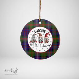 Scottish Chalmer Clan Tartan Ceramic Ornament - Gnome Round Style Scottish Plaid Tartan Plaid