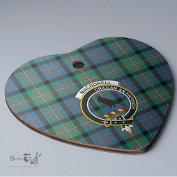 Scottish MacDonnell of Glengarry Ancient Clan Tartan Ceramic Ornament - Crest Heart Style Scottish Plaid Tartan Plaid