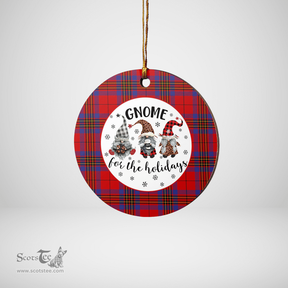 Scottish Leslie Modern Clan Tartan Ceramic Ornament - Gnome Round Style Scottish Plaid Tartan Plaid