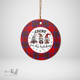 Scottish Leslie Modern Clan Tartan Ceramic Ornament - Gnome Round Style Scottish Plaid Tartan Plaid