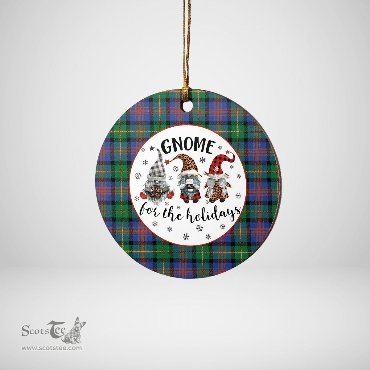 Scottish Logan Ancient Clan Tartan Ceramic Ornament - Gnome Round Style Scottish Plaid Tartan Plaid