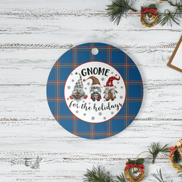 Scottish MacLaine of Loch Buie Hunting Ancient Clan Tartan Ceramic Ornament - Gnome Round Style Scottish Plaid Tartan Plaid