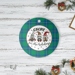 Scottish Irvine Ancient Clan Tartan Ceramic Ornament - Gnome Round Style Scottish Plaid Tartan Plaid