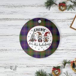 Scottish Chalmer Clan Tartan Ceramic Ornament - Gnome Round Style Scottish Plaid Tartan Plaid