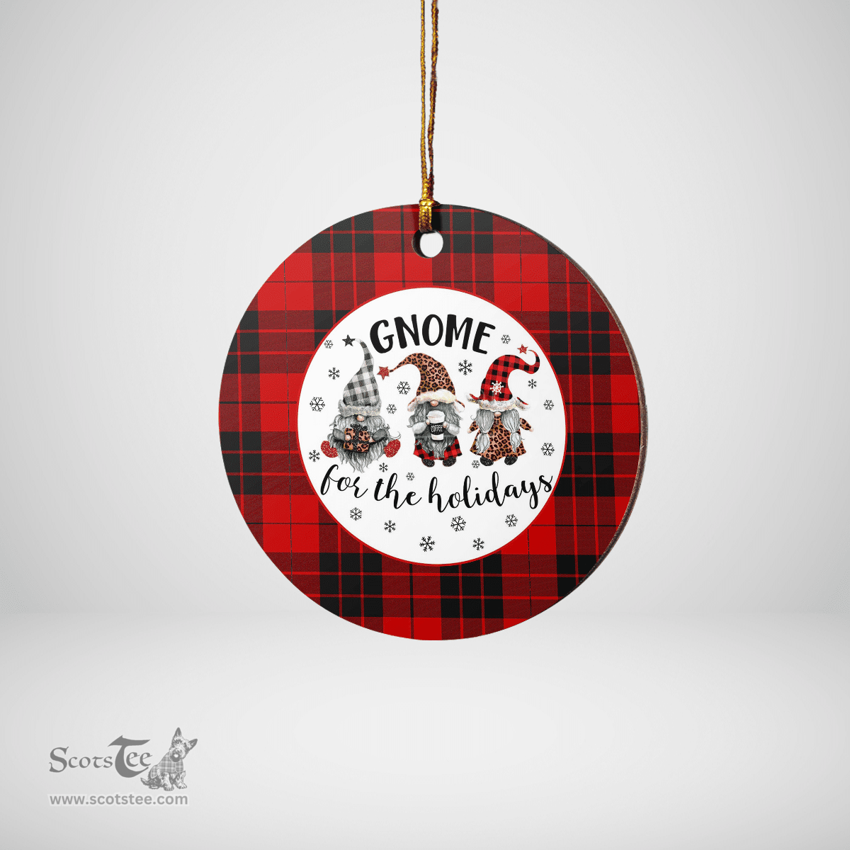 Scottish MacLeod of Raasay Clan Tartan Ceramic Ornament - Gnome Round Style Scottish Plaid Tartan Plaid
