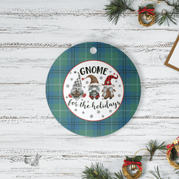 Scottish Oliphant Ancient Clan Tartan Ceramic Ornament - Gnome Round Style Scottish Plaid Tartan Plaid