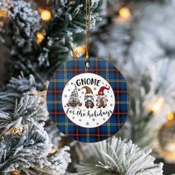 Scottish Grewar Clan Tartan Ceramic Ornament - Gnome Round Style Scottish Plaid Tartan Plaid