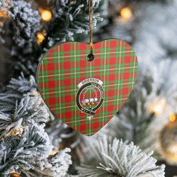 Scottish Grierson Clan Tartan Ceramic Ornament - Crest Heart Style Scottish Plaid Tartan Plaid