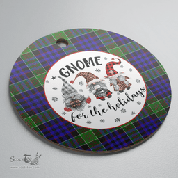 Scottish Newman Clan Tartan Ceramic Ornament - Gnome Round Style Scottish Plaid Tartan Plaid