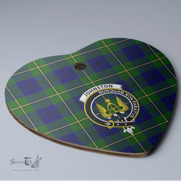 Scottish Johnston Modern Clan Tartan Ceramic Ornament - Crest Heart Style Scottish Plaid Tartan Plaid