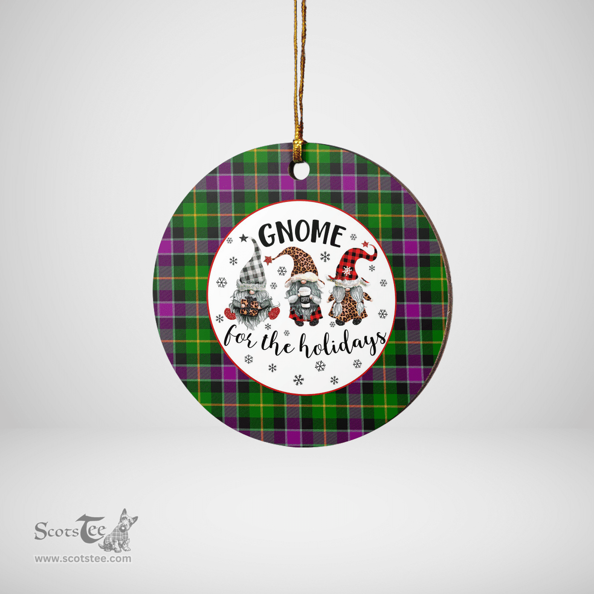 Scottish Selkirk Clan Tartan Ceramic Ornament - Gnome Round Style Scottish Plaid Tartan Plaid