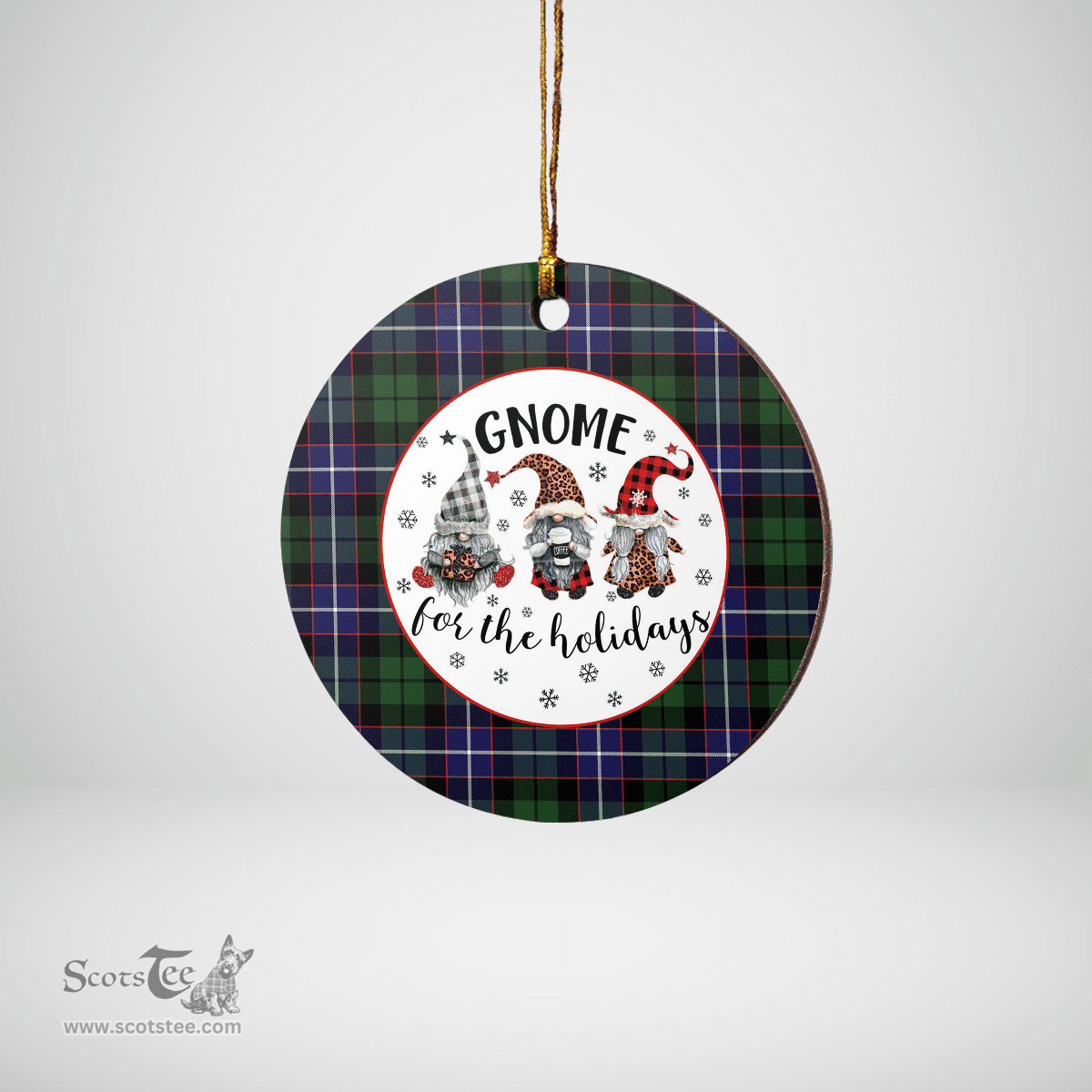 Scottish Galbraith Modern Clan Tartan Ceramic Ornament - Gnome Round Style Scottish Plaid Tartan Plaid