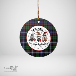 Scottish Galbraith Modern Clan Tartan Ceramic Ornament - Gnome Round Style Scottish Plaid Tartan Plaid