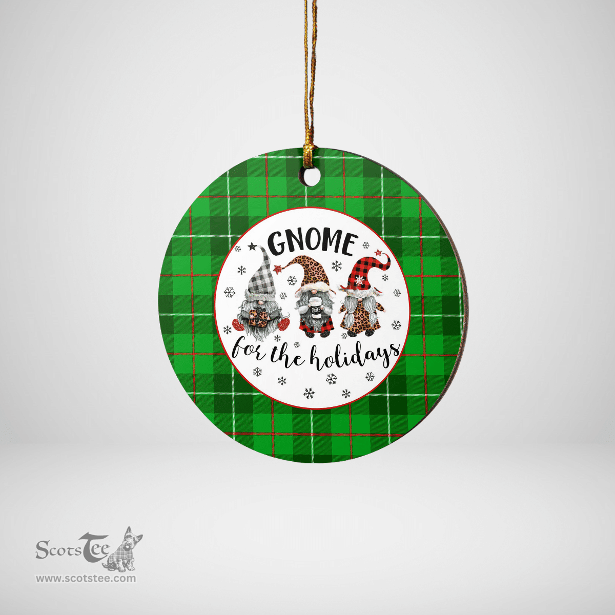 Scottish Galloway District Clan Tartan Ceramic Ornament - Gnome Round Style Scottish Plaid Tartan Plaid