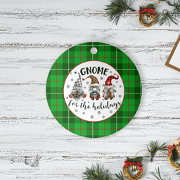 Scottish Galloway District Clan Tartan Ceramic Ornament - Gnome Round Style Scottish Plaid Tartan Plaid
