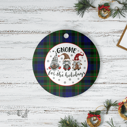 Scottish Gunn Modern  Clan Tartan Ceramic Ornament - Gnome Round Style Scottish Plaid Tartan Plaid