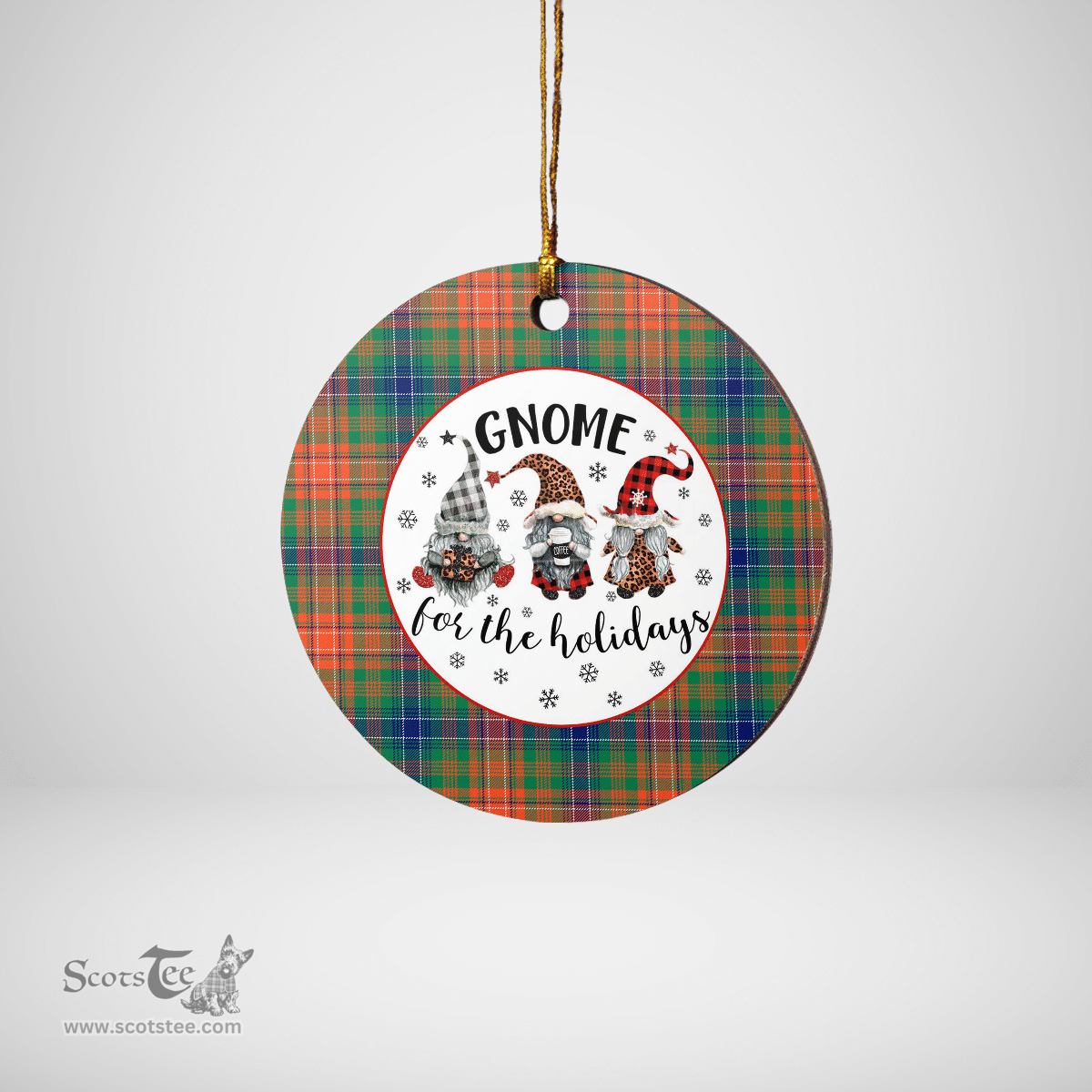 Scottish Wilson Ancient Clan Tartan Ceramic Ornament - Gnome Round Style Scottish Plaid Tartan Plaid