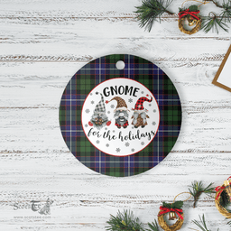 Scottish Galbraith Modern Clan Tartan Ceramic Ornament - Gnome Round Style Scottish Plaid Tartan Plaid