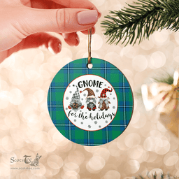 Scottish Irvine Ancient Clan Tartan Ceramic Ornament - Gnome Round Style Scottish Plaid Tartan Plaid