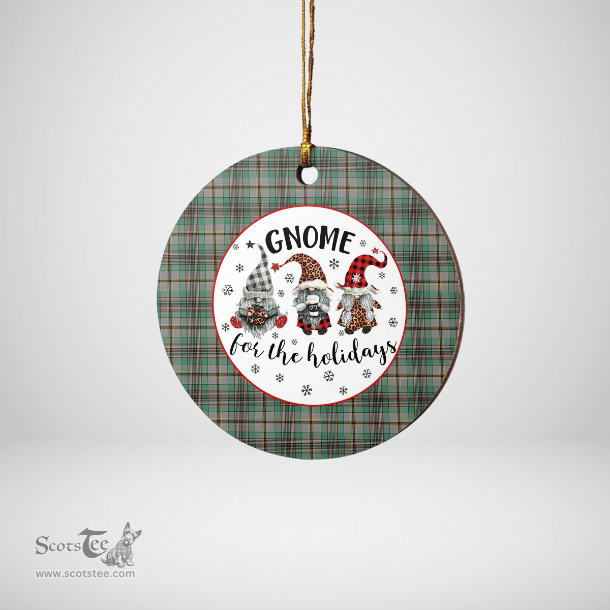 Scottish Craig Clan Tartan Ceramic Ornament - Gnome Round Style Scottish Plaid Tartan Plaid