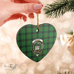 Scottish Kincaid Clan Tartan Ceramic Ornament - Crest Heart Style Scottish Plaid Tartan Plaid