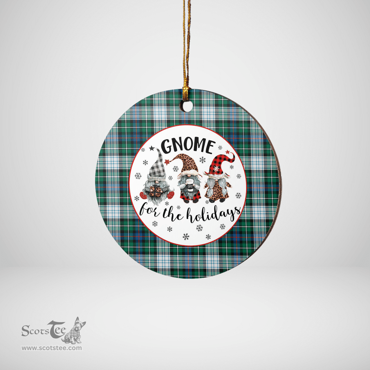 Scottish MacKenzie Dress Ancient Clan Tartan Ceramic Ornament - Gnome Round Style Scottish Plaid Tartan Plaid