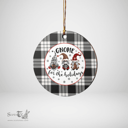 Scottish MacFarlane Black & White Ancient Clan Tartan Ceramic Ornament - Gnome Round Style Scottish Plaid Tartan Plaid