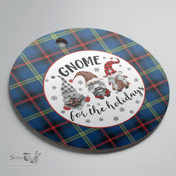 Scottish Grewar Clan Tartan Ceramic Ornament - Gnome Round Style Scottish Plaid Tartan Plaid