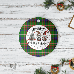 Scottish Reid Green Clan Tartan Ceramic Ornament - Gnome Round Style Scottish Plaid Tartan Plaid
