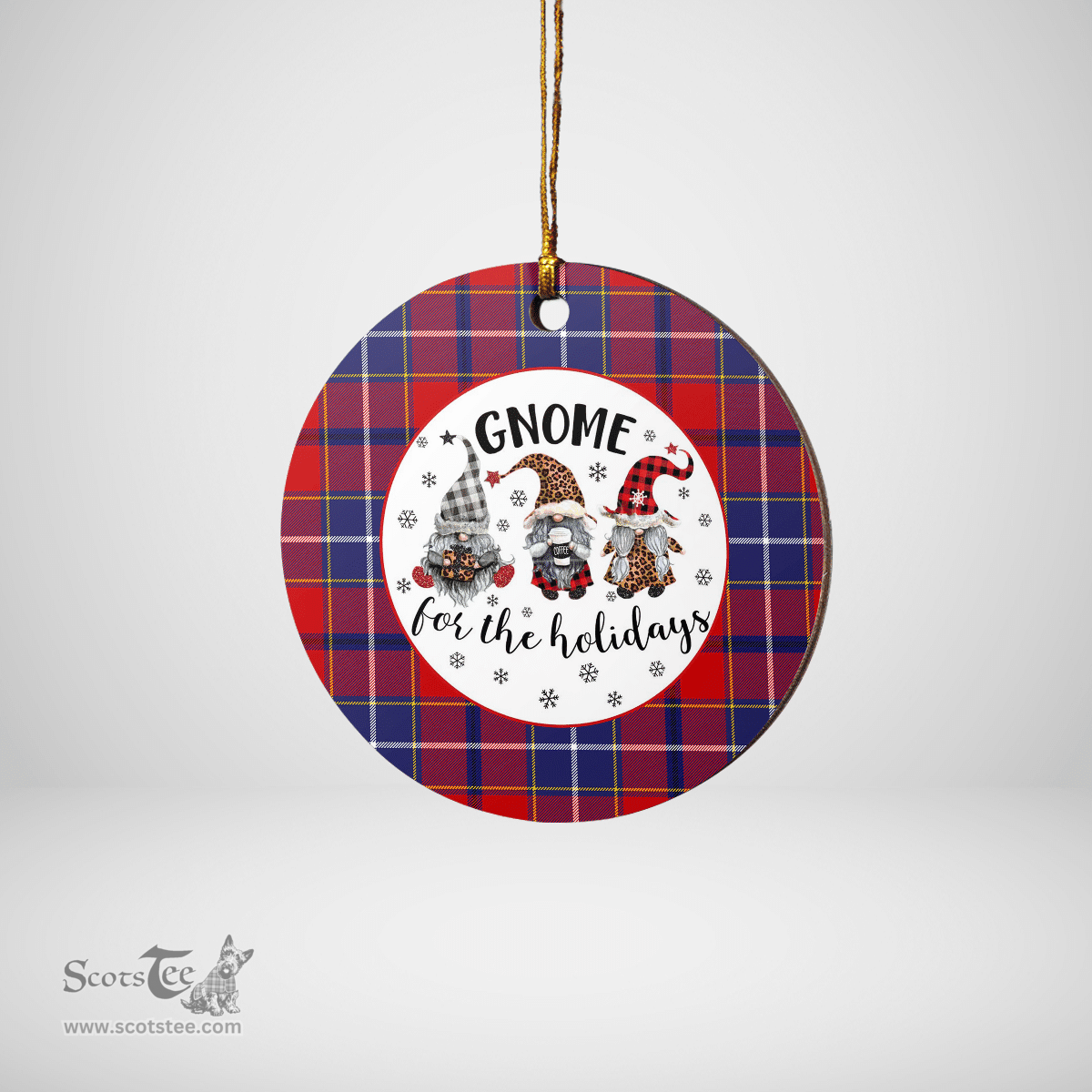 Scottish Wishart Dress Clan Tartan Ceramic Ornament - Gnome Round Style Scottish Plaid Tartan Plaid