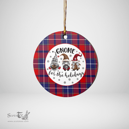 Scottish Wishart Dress Clan Tartan Ceramic Ornament - Gnome Round Style Scottish Plaid Tartan Plaid